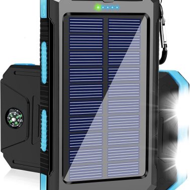 Solar Charger Power Bank, 38800mAh Portable Charger Fast Charger Dual USB Port Built-in Led Flashlight and Compass for All Cell Phone and Electronic Devices
